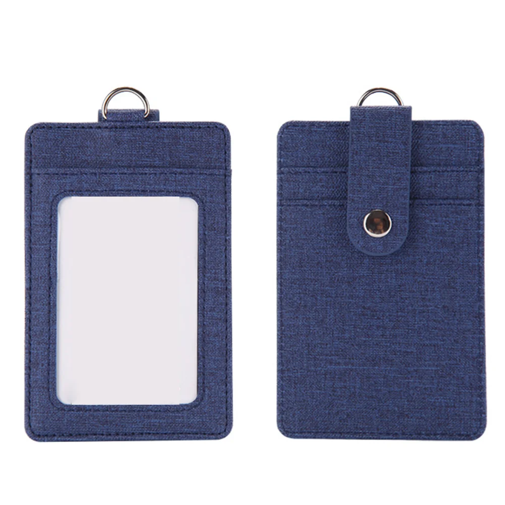 

1Pcs PU Neck Strap Holder Dark Blue Hanging Card Protector for Office Employees Teens Women Cover