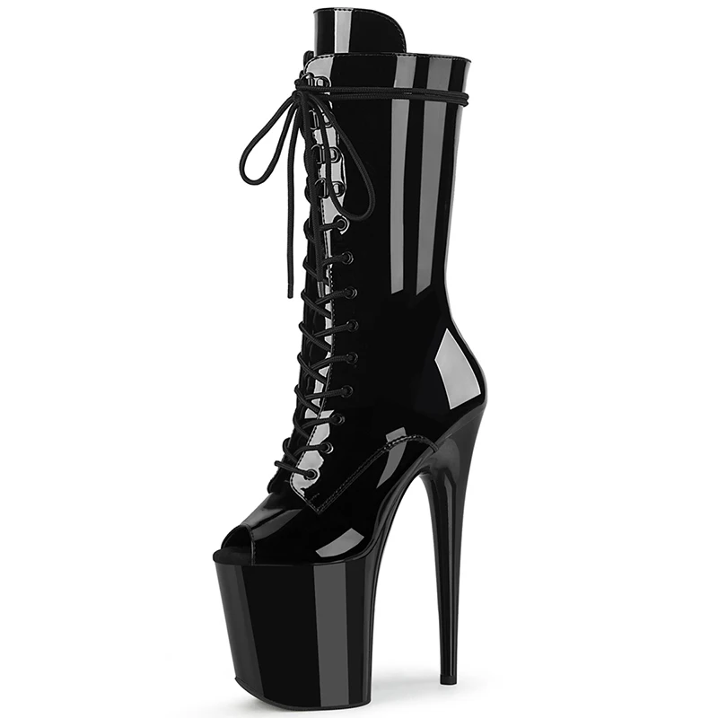 Sexy Fetish props shoes 8 inch High Heeled Big Size Stripper 20CM Open Toe Ankle Boots Pole Dance Motorcycle Exotic Dancer new