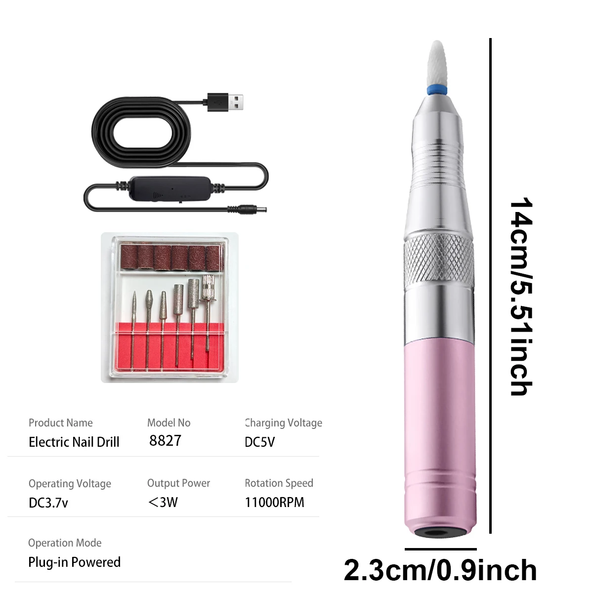 New Handheld Metal Electric Nail Polishing Machine - USB Powered, Plug-In Use (No Battery Needed), High-Speed Pen-Style Electric Nail Drill, Nail Art Accessories - Beginner's Gift