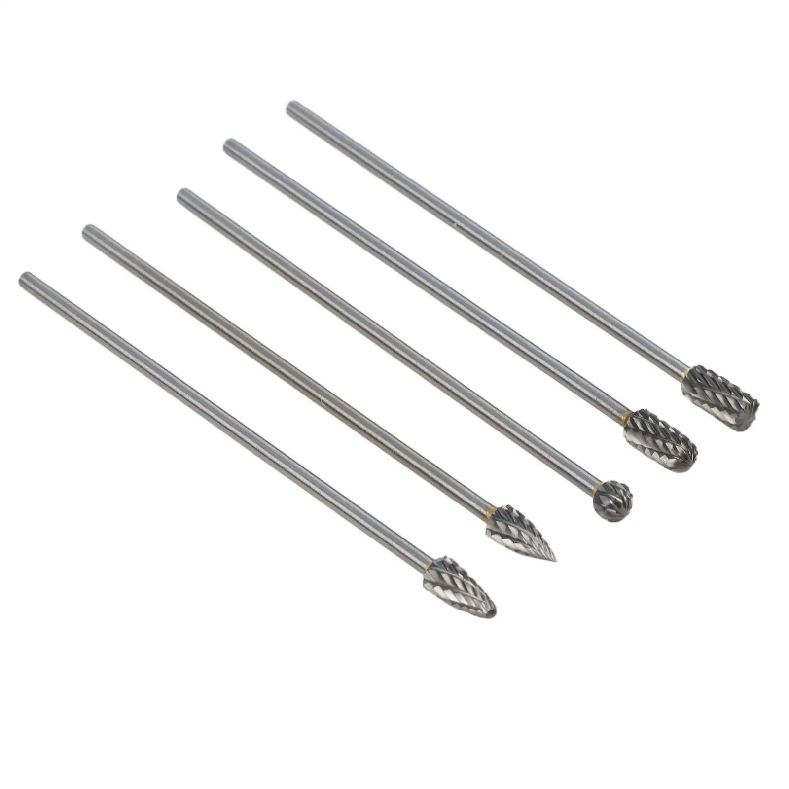 Rotary Burrs Set 5pcs Double Cut For Solid Carbide 100mm Length 6mm Cutting Edge for Grinding Chamfering Deburring