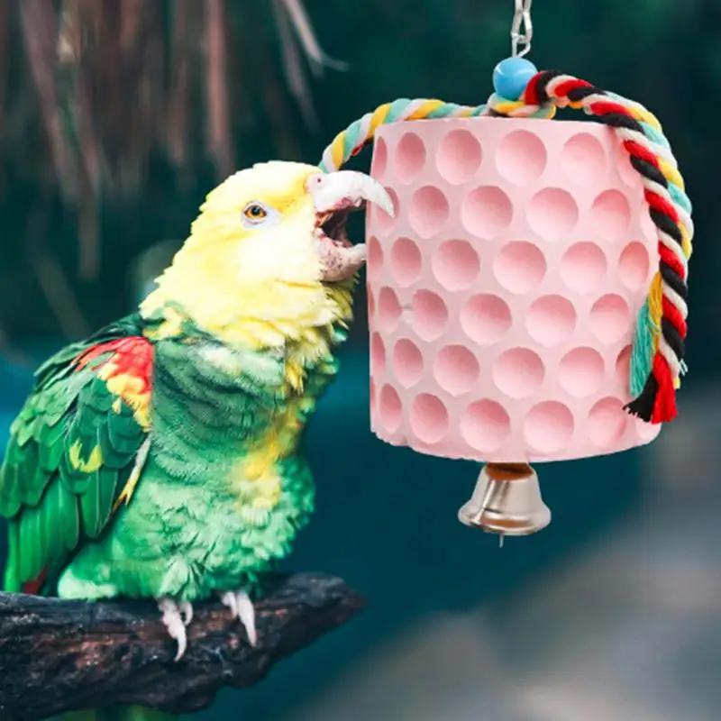 

Bird Grinding Stone Large Bird Teether Multifunctional With Rope Large Chew Treats Parrot Cage Accessories For Playing Relaxing