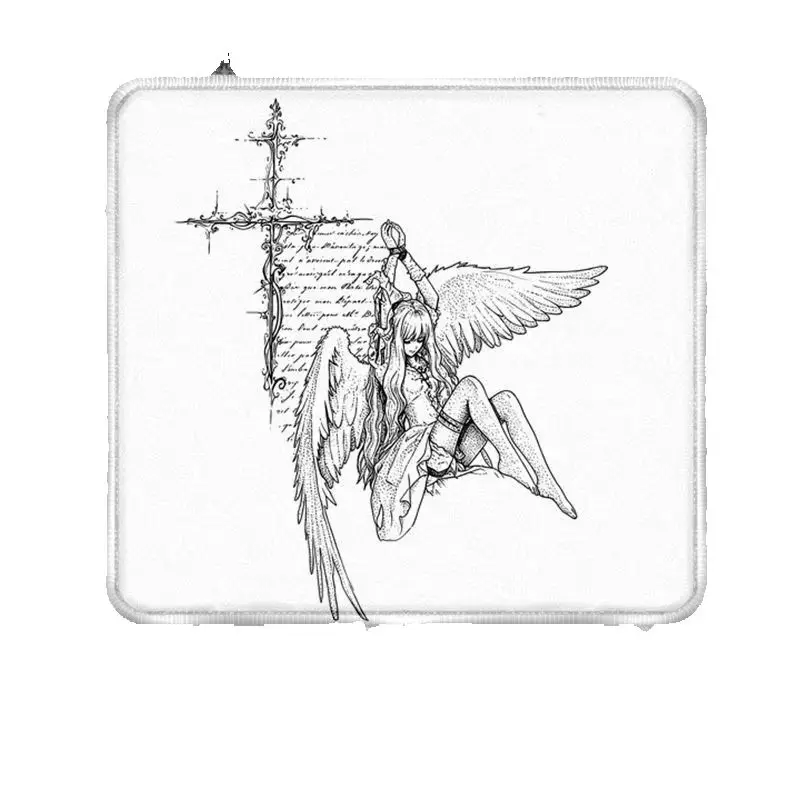 Pixel Angel Japanese Cartoon Cute Kawaii Small Square Rubber Mouse Pad Smooth Anti Slip Ins Portable Gaming FPS Office Keyboard