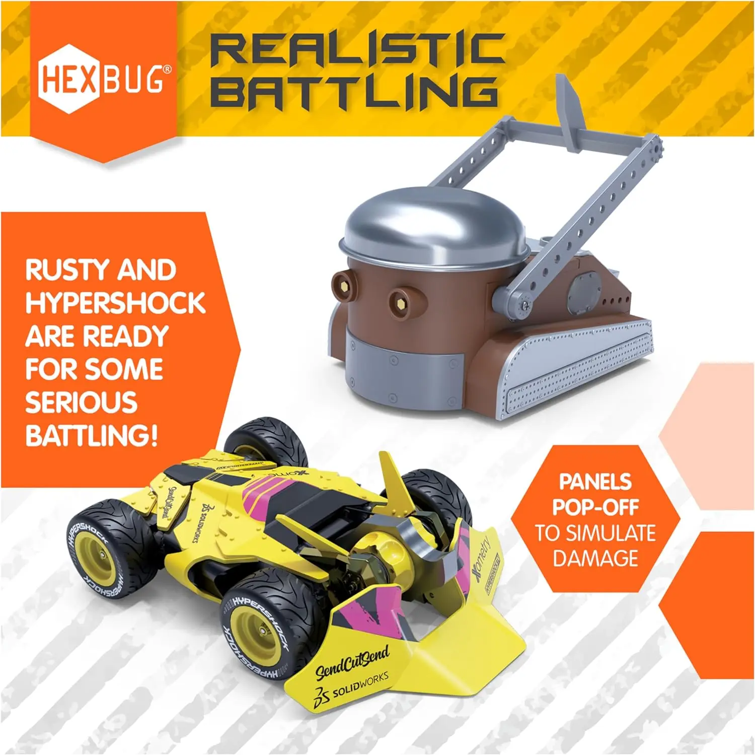 HEXBUG BattleBots Rivals 6.0 Rusty and Hypershock, Remote Control Robot Toys for Kids, STEM Toys for Boys and Girls Ages 8 & Up,