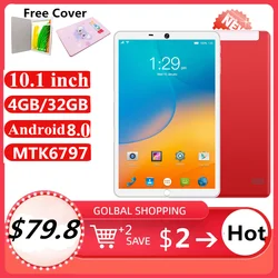 Gift Flip Case 10.1 INCH 4GB RAM+32GB ROM 4G Phone Call Android 8.0 Tablet PC MT6797 Deca Core 1200*1920 IPS Screen Dual Camera