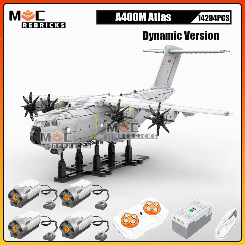 

MOC-156206 Large Military Transport Aircraft Airbus A400M Atlas Building Block Model Bricks Toy Collection Expert Kid Xmas Gift