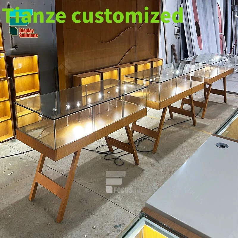 (Customized) Custom Wall Display Wall Glass Display Counter Display Cases Led Light Modern Smoke Shop Cab