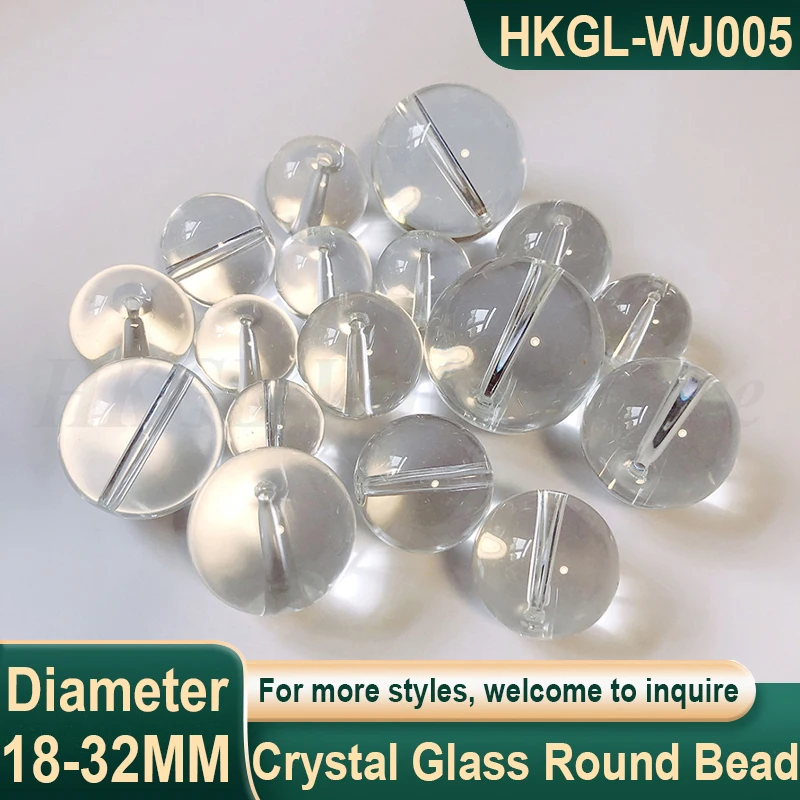 

18-30mm Transparent Crystal Glass Bead with Hole Smooth Round Bead Ball Loose Bead for Bracelets Door Curtains Decorations DIY