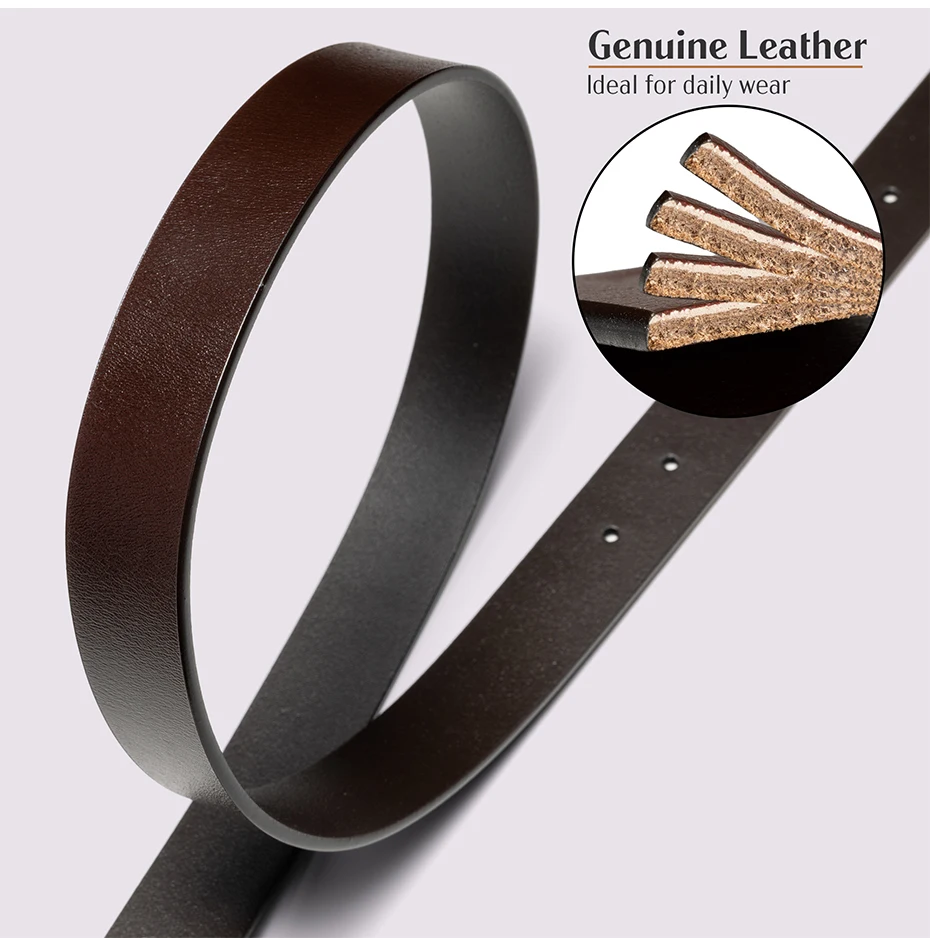Maikun Echtes Leder Einfacher Gürtel Für Frauen Allgleiches Vintage Gold Dornschließe Gürtel Breiter Lässiger Bund – Detail 8