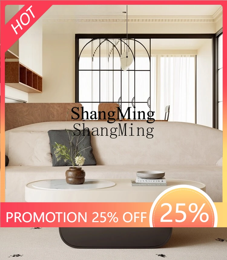 

ZYY Home High Value Living Room New Coffee Table Oval Simple Modern Small Apartment Rock Slab Coffee Table