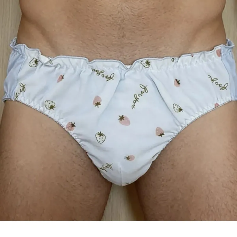 

Japanese Cute Sweety Ruffle Panties Princess Style Ice Silk Breathable Sexy Men Underwear Comfortable Smooth BF Party Breifs