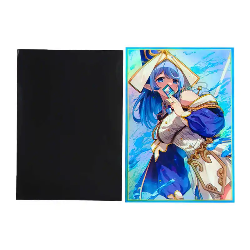 Mangas de cartão de anime holográfica, 50 peças 63mm x 90mm, carregamento superior, mangas internas de cartão de negociação para ygo, protetor de cartão de tamanho japonês