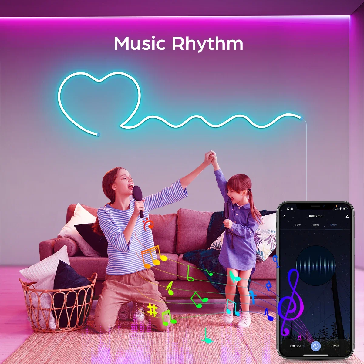 새로운 스마트 TUYA WiFi USB 5V RGB 네온 스트립 라이트 고품질 Dearm 컬러 지원 Alexa Google 홈 APP 디밍 가능 음성 제어