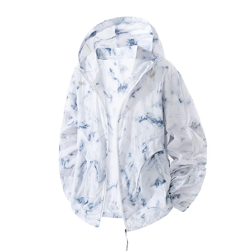 

Men's Summer Fashionable Printed UV Protective Skin Clothes Fashionable Trendy Loose Lightweight Breathable Sunscreen Clothes