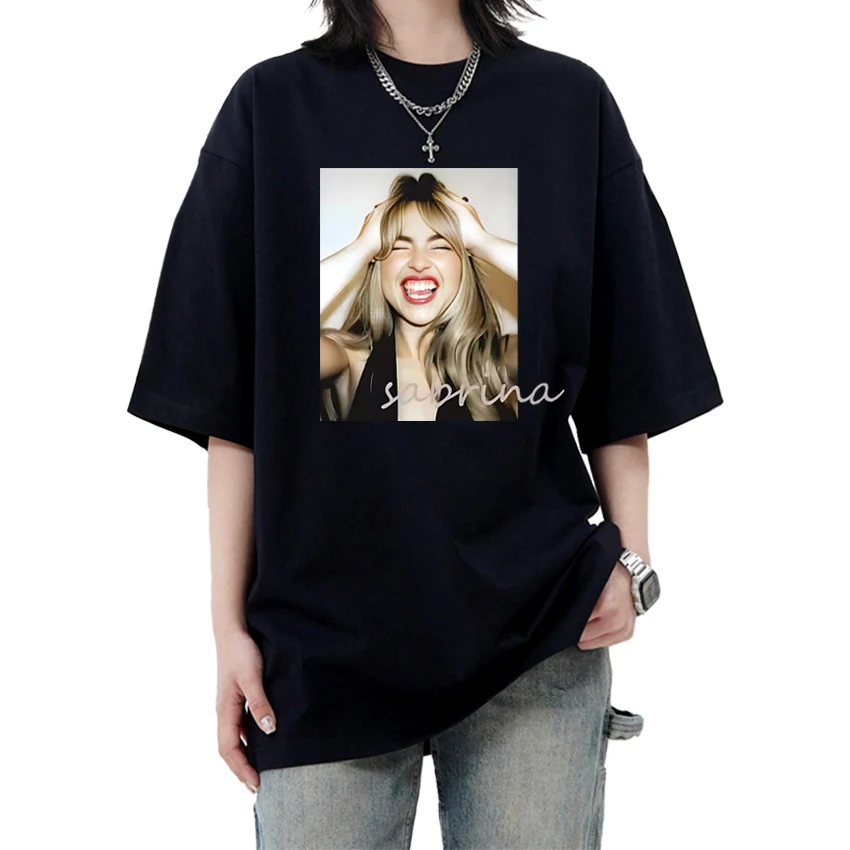 

Hot Singer Sabrina Carpenter Fashion Oversized short sleeve T-shirts Unisex Classic Graphic T shirt Men Women 100% Cotton Tops