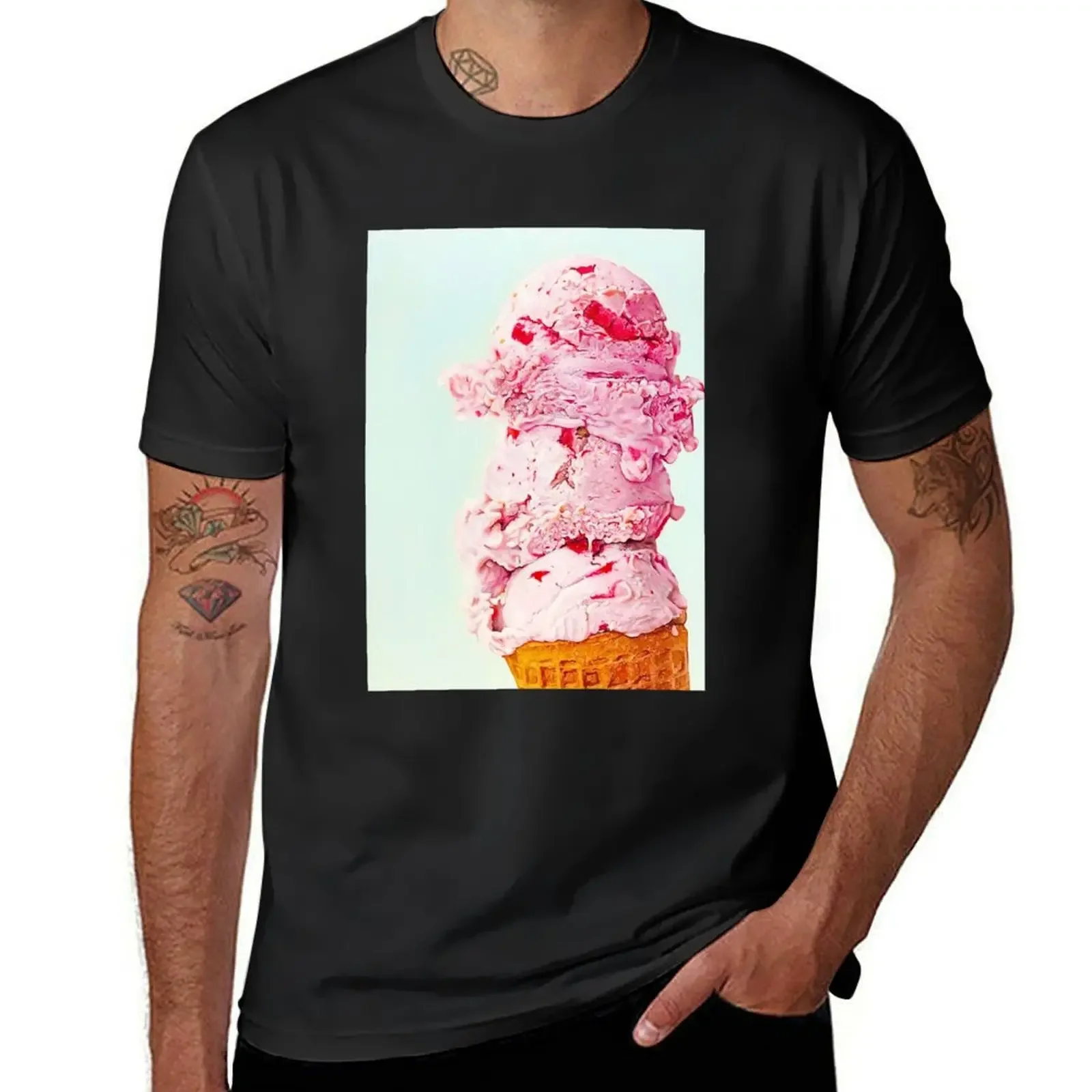 strawberry ice cream T-Shirt custom shirt cheap stuff Short sleeve tee plain white t shirts men