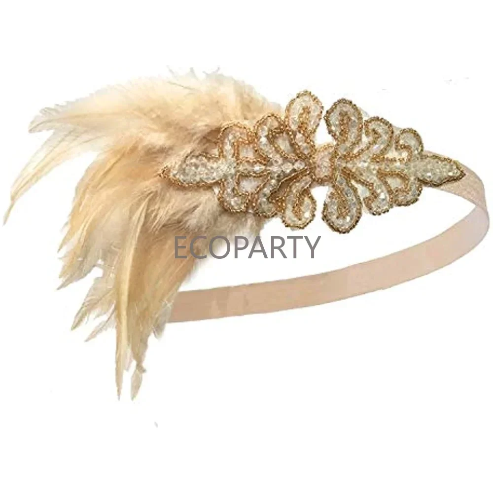 Ecoparty 1920s Great Gatsby Women\'s Retro Feather Hair With Earrings Necklace Smoke Rod Gloves Accessories Set Clothing Flappe