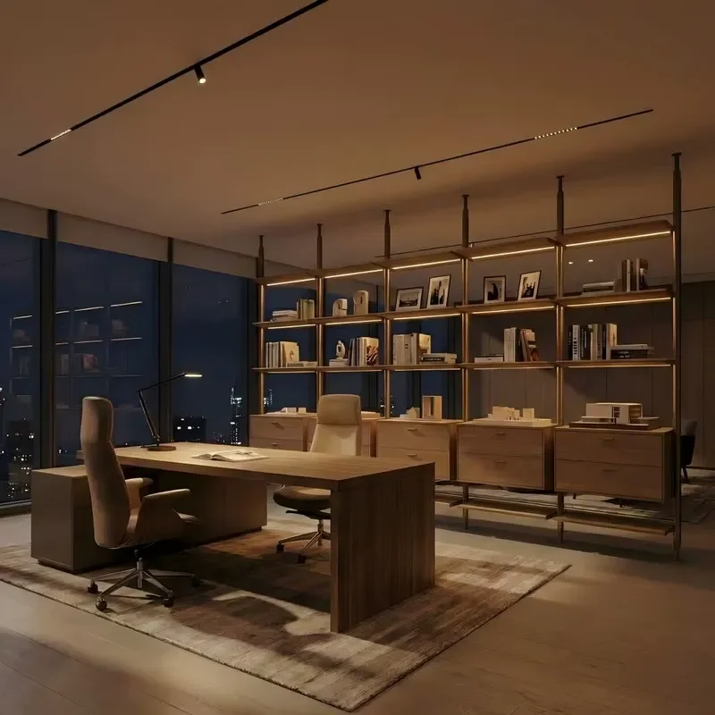 Book Shelves Storage Display Rack Modern Minimalist Modular Custom Metal Aluminum Frame With Led Light for Living Room