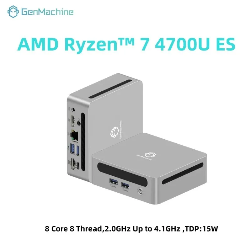 

Мини-ПК GenMachine на базе AMD Ryzen 7 4700U ES, Windows 11, 8 ядер, 8 потоков, 4.1 ГГц, 15 Вт, DDR4, WIFI6 RTL8852, BT5.2, настольный игровой компьютер