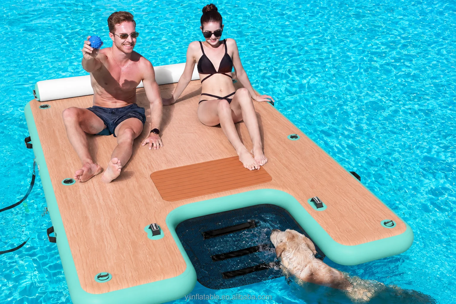 2026 Inflatable Floating Dock With Dog Water Ramp Ladder High Quality PVC Platform for Pets Commercial