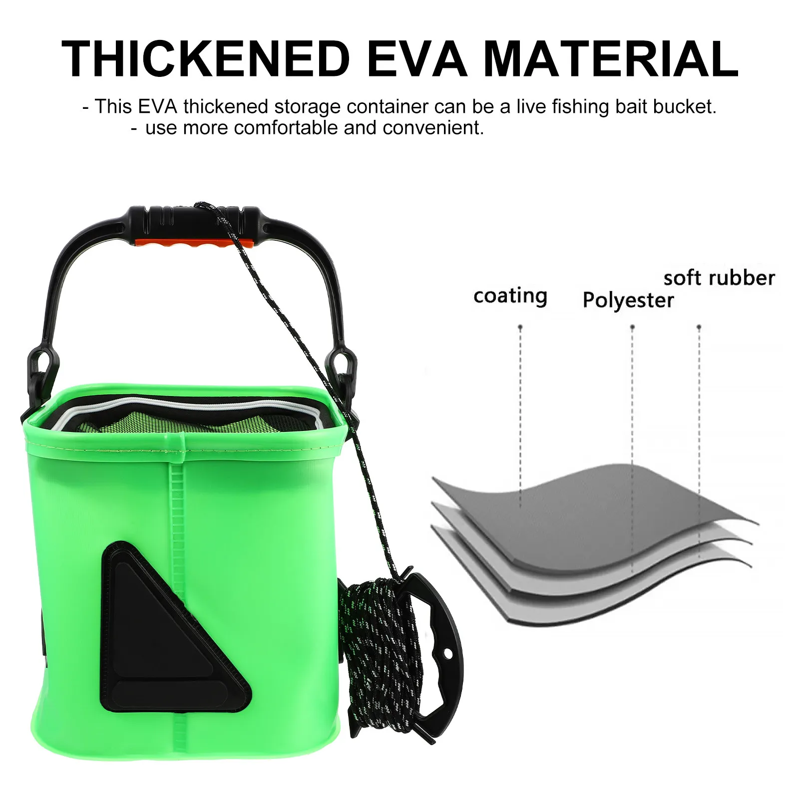 

Водонепроницаемое складное ведро для рыбалки из ЭВА с сетчатой крышкой для сада и активного отдыха