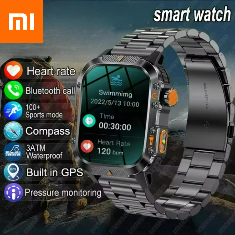 

Xiaomi 579015 Новые военные уличные умные часы для мужчин, компас, пульс, BT вызов, светодиодный фонарик, 10 атм, водонепроницаемые умные часы