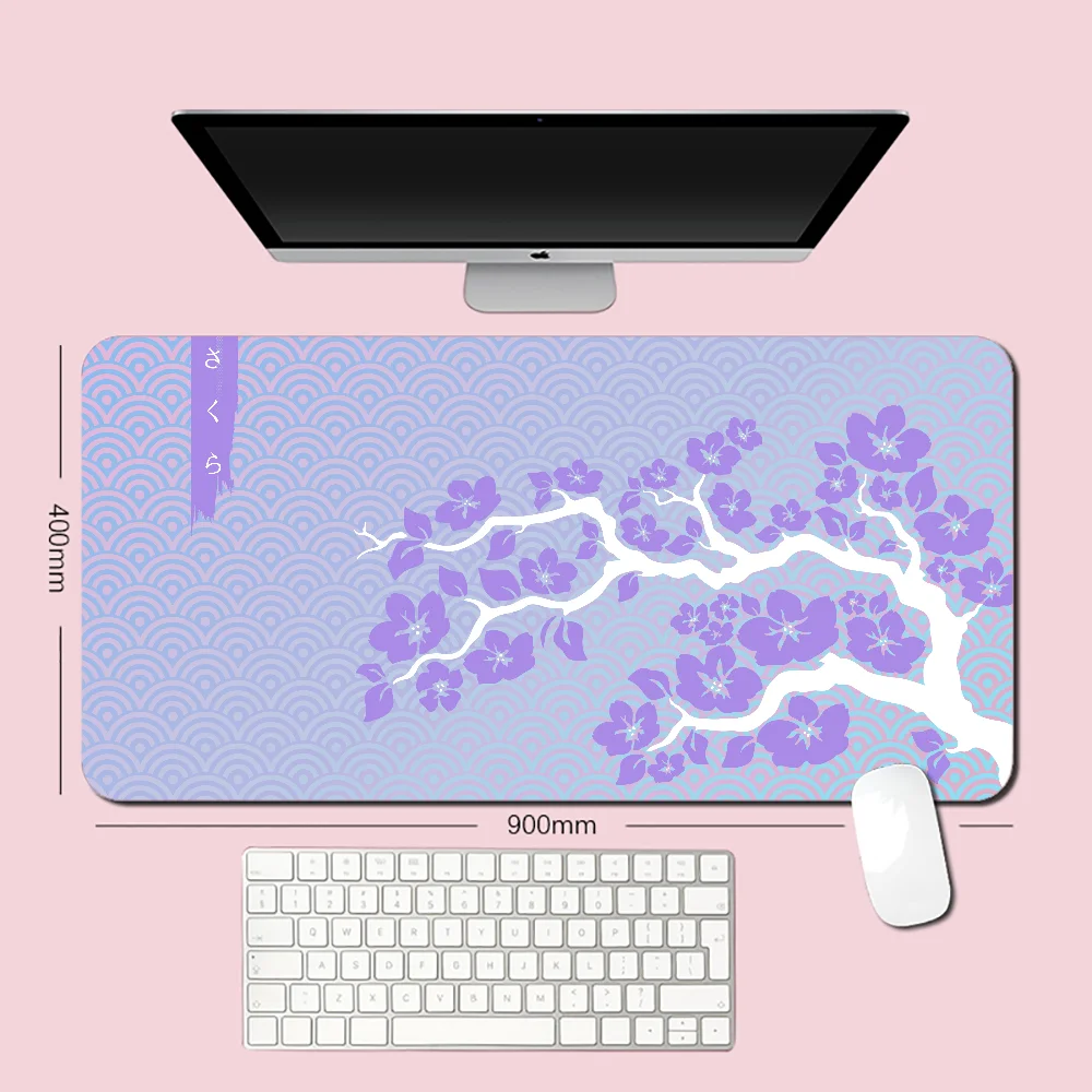 Sakura Japanese Cherry Blossom Mouse Pad Gamer XL Home New HD Mousepad XXL waterproof Rubber Keyboard Mats Violet Anime Mice Pad