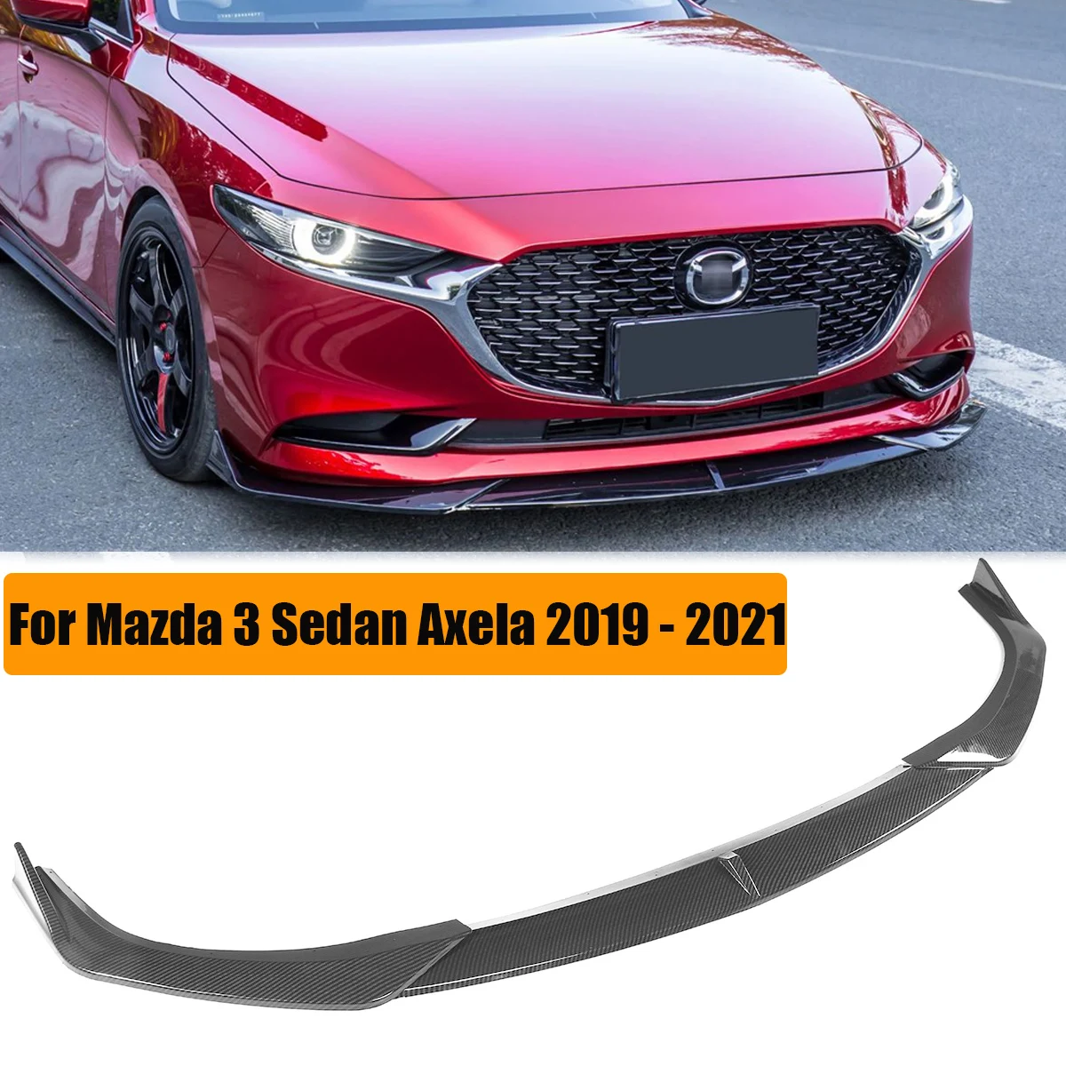 3PCS Front Bumper Lip Spoiler Side Splitter Guard Cover Protector Body Kit For Mazda 3 Sedan Axela 2019 - 2021 Car Accessories