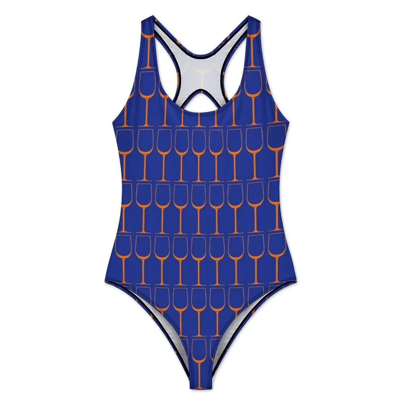 Gator Wine Glasses Swimsuit Wines Lovers One Piece Swimwear Push Up Novelty Bathing Suit Sexy Vacation Bath Graphic Bodysuit
