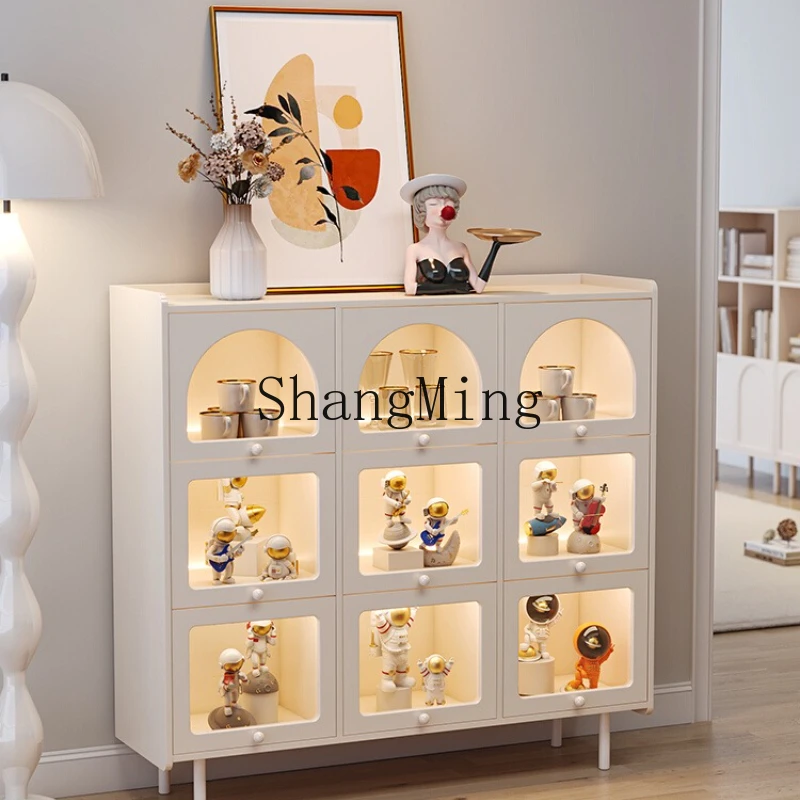 

SM new cream wind nine bucket figure display cabinet living room storage small vertical cabinet high locker