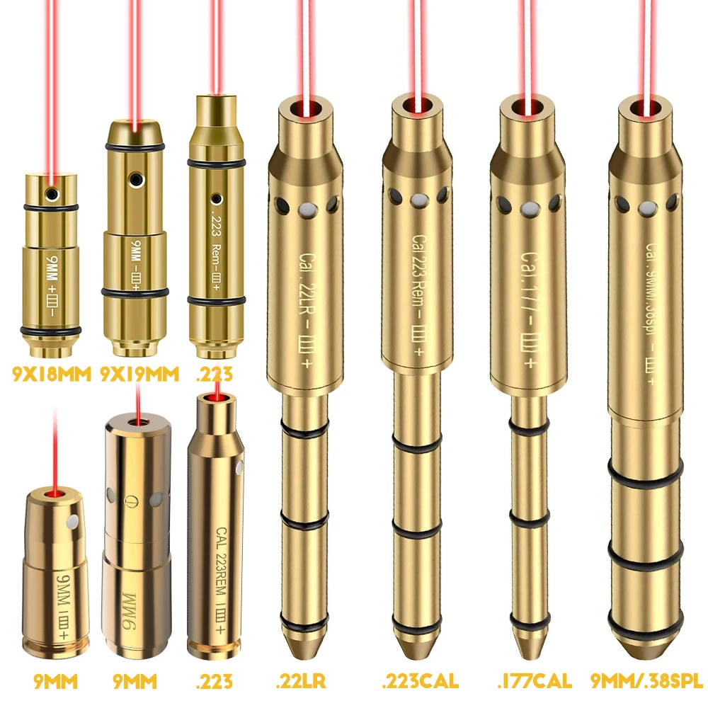 Laser Training Bullet Dry Fire Training 9MM .22LR .177Cal .223Rem Red Laser Bore Sight End Barrel Bore Sighter for Scope Sight