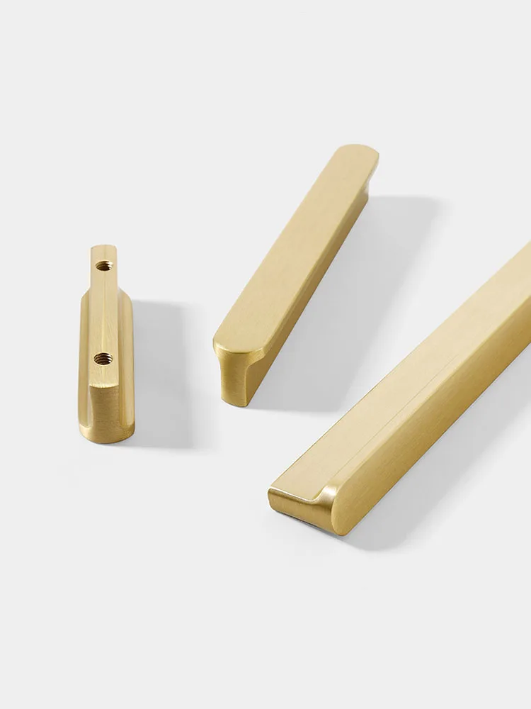 Long Brass Flat Cabinet Handle Wardrobe Pulls 50-1000mm T shape Furniture Handles Brushed Gold Drawer Bar Handle Brass Hardware