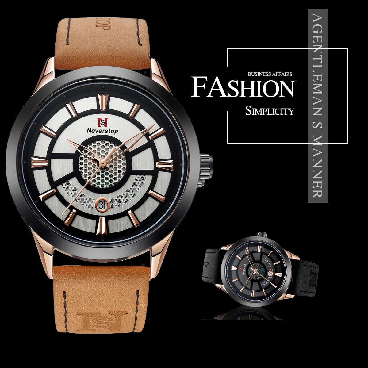 Часы UTHAI мужские деловые водонепроницаемые, оригинальные модные кварцевые наручные, с календарем и ремешком