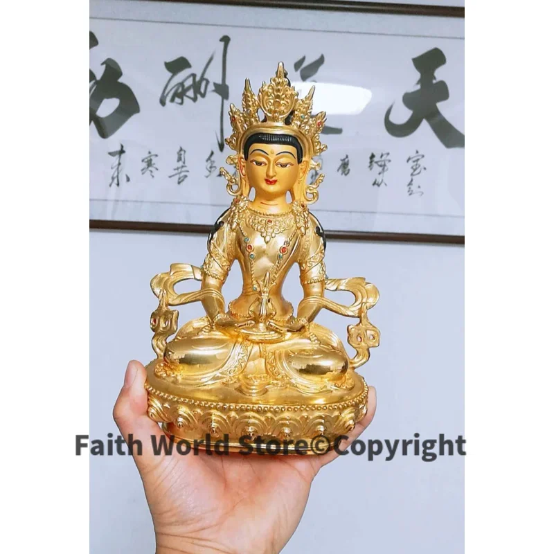 Special Offer High-grade gold gilding Buddha brass statue HOME family effective protection Tibet Nepal Amitayus Amitabha Buddha