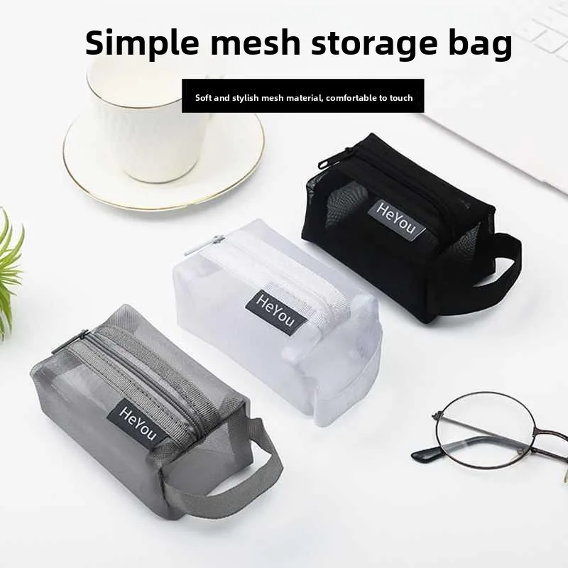 

Transparent Mesh Storage Bag Multi-Functional Large Capacity Cosmetic Bag Coin Key Card Holder Organizer Bag for Men And Women