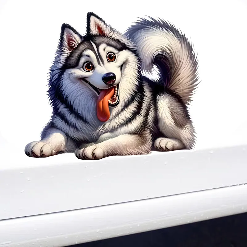 Funny Husky Pet Dog Car Sticker Waterproof Vinyl Decal on Bumper Rear Window Laptop Self-adhesive Decal For Car Accessories