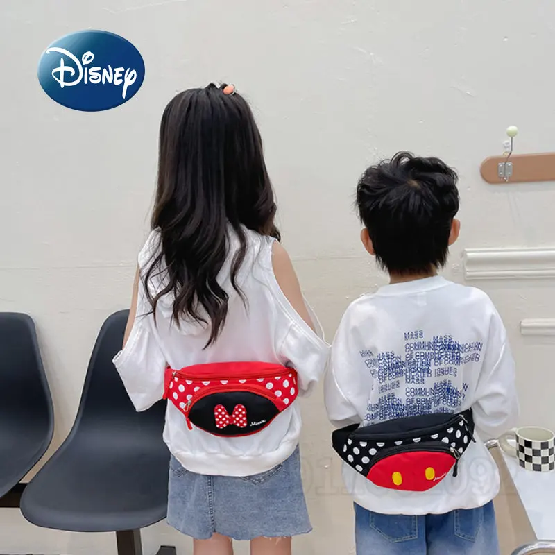 Disney Mickey and Minnie 2022 New Children\'s Waist Bag Cartoon Cute Girl Oblique Bag Fashion Trend Boy Chest Bag Coin Purse