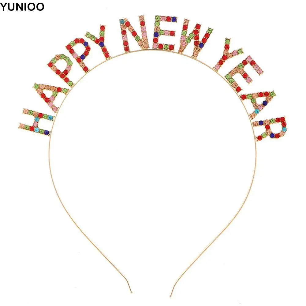 

Letter Christmas Dree Up New Year Headdress Female Jewelry Rhinestone Crown Korean Style Hair Hoop HAPPY NEW YEAR Headband