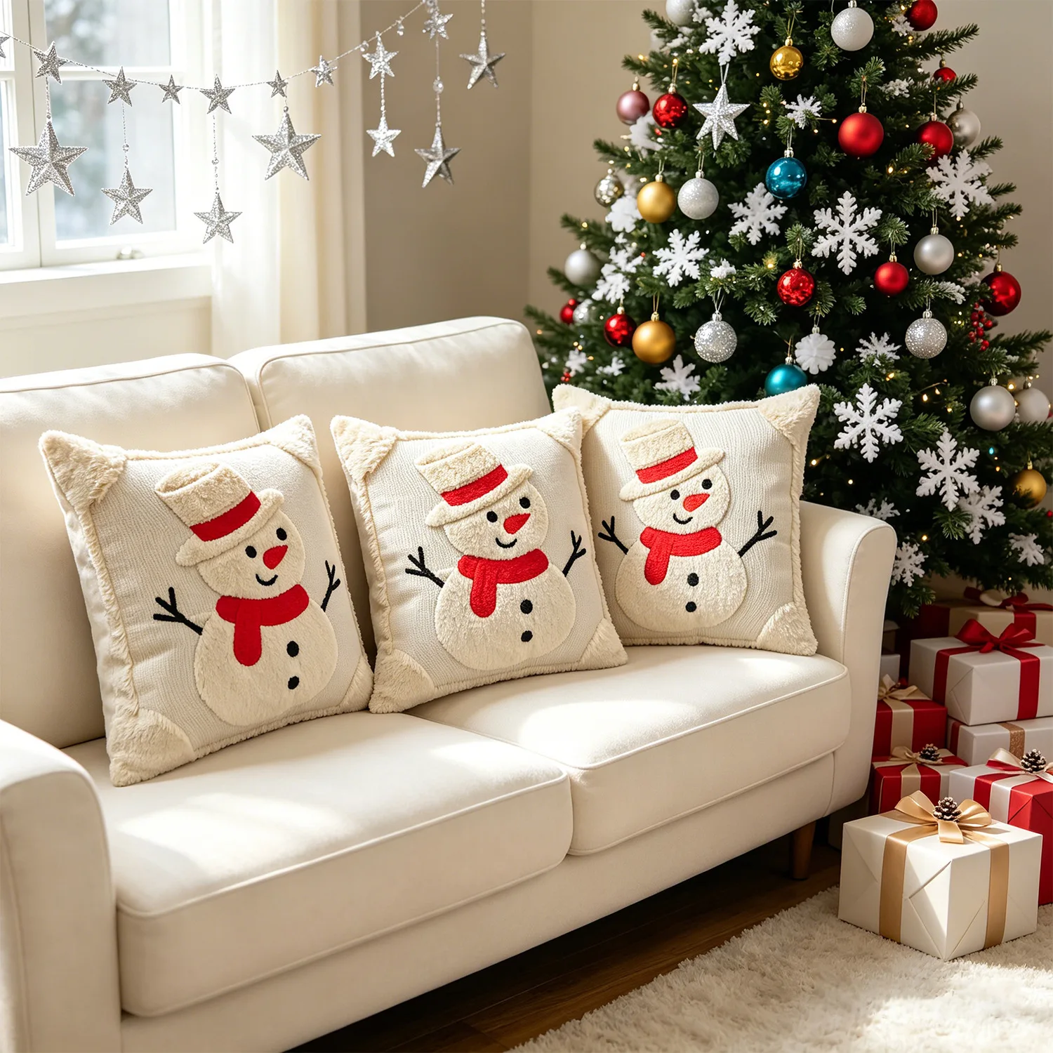 Christmas-Themed 3D Snowman Sofa Pillow Covers—Add the Perfect Festive Touch to Your Home (Pillow inserts not included)