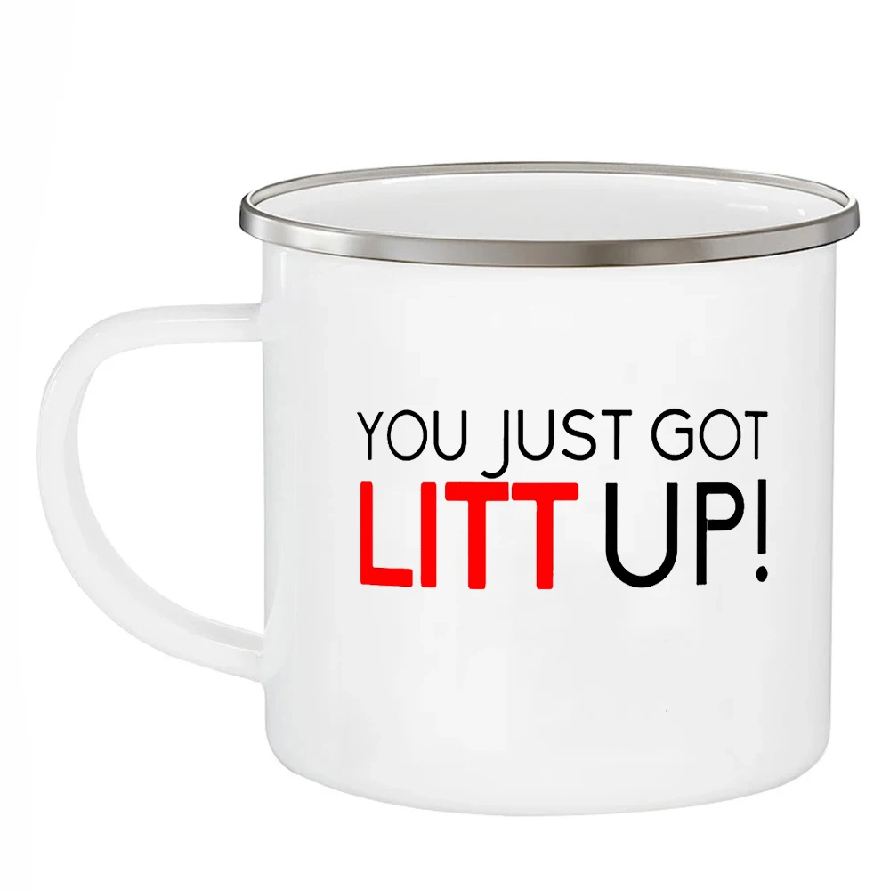 You Just Got Little Up!! Louis Litt TV Suits Cups Enamel Mugs 12OZ Coffee Mugs Home Decal Juice Milk Water Mug Camping Drinkware