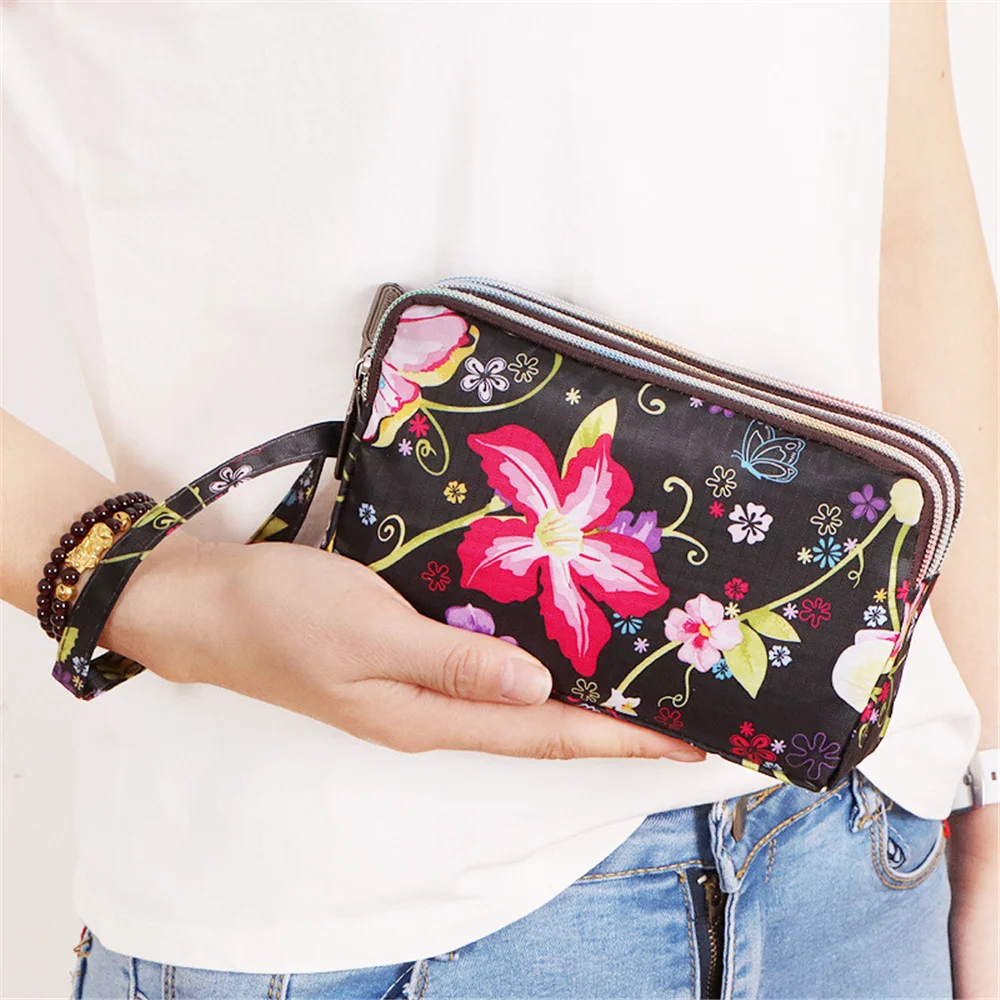 Creative 3 Zipper Women Waterproof Purse Cell Pouch Handbag Wallet Wristlet Bag Women's Coin Purse Bag Mobile Wallet Clutch Bag