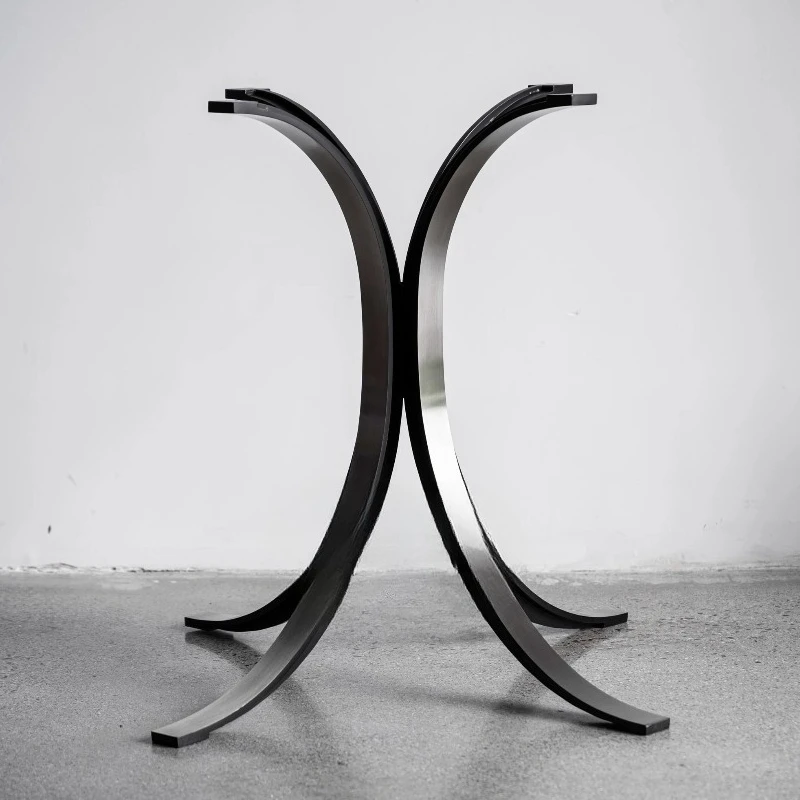Medieval style rock slab glass wooden table stainless steel color separation table foot table legs