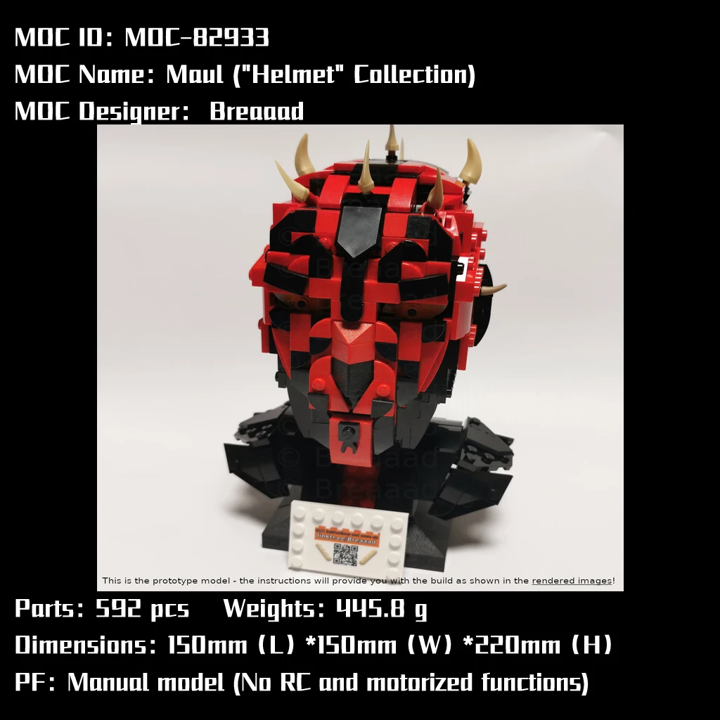 MOC-82933 Maul-HelmetIII STARIII Model With PDF Drawings Building Blocks Bricks Kids DIY Toys Birthday Christmas Gifts