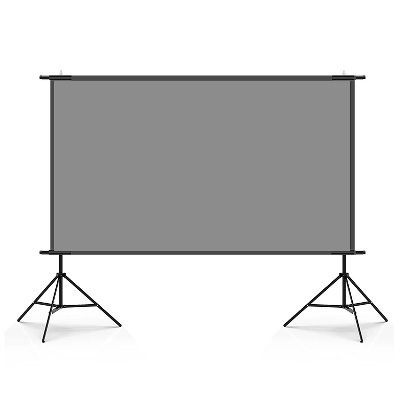 VEIDADZ Projector Screen With Stand 16:9 Grey Anti-Light 84 100 120 inch Foldable Portable Double Bracket Screen for Home Office