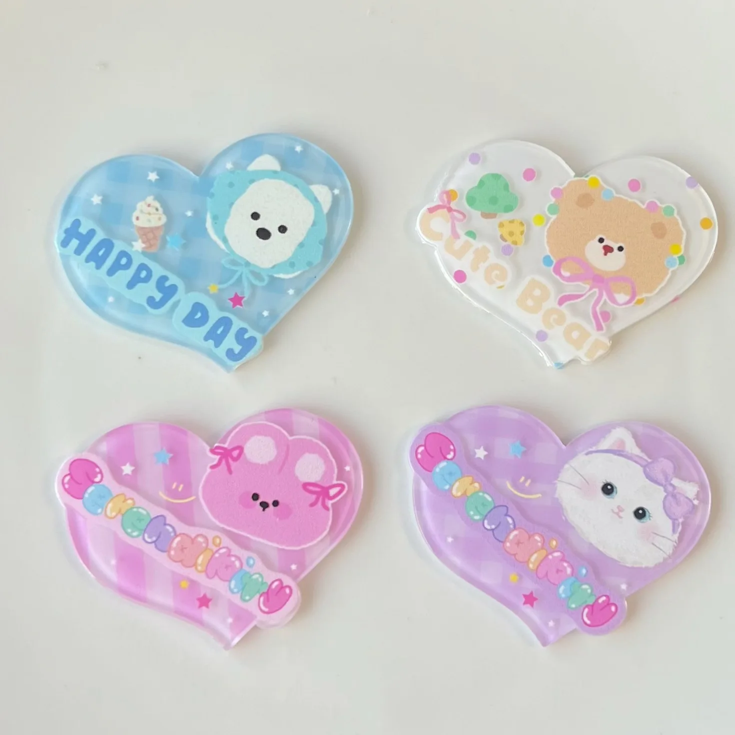 2 stücke miniso bunte Liebes serie Cartoon Acryl Flatback Cabochons DIY Handwerk Materialien Schmuck machen Charms