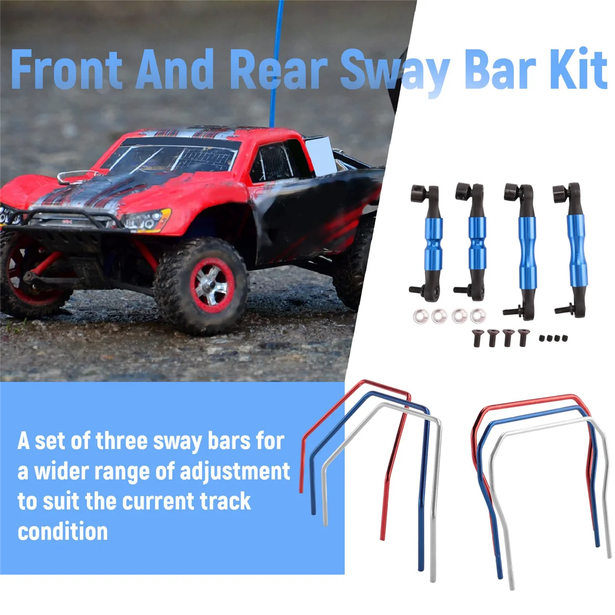 Kit Swway Bar dianteiro e traseiro para Traxxas 4X4 Slash Stampede, Rally RC Car Upgrade Peças, SLF311