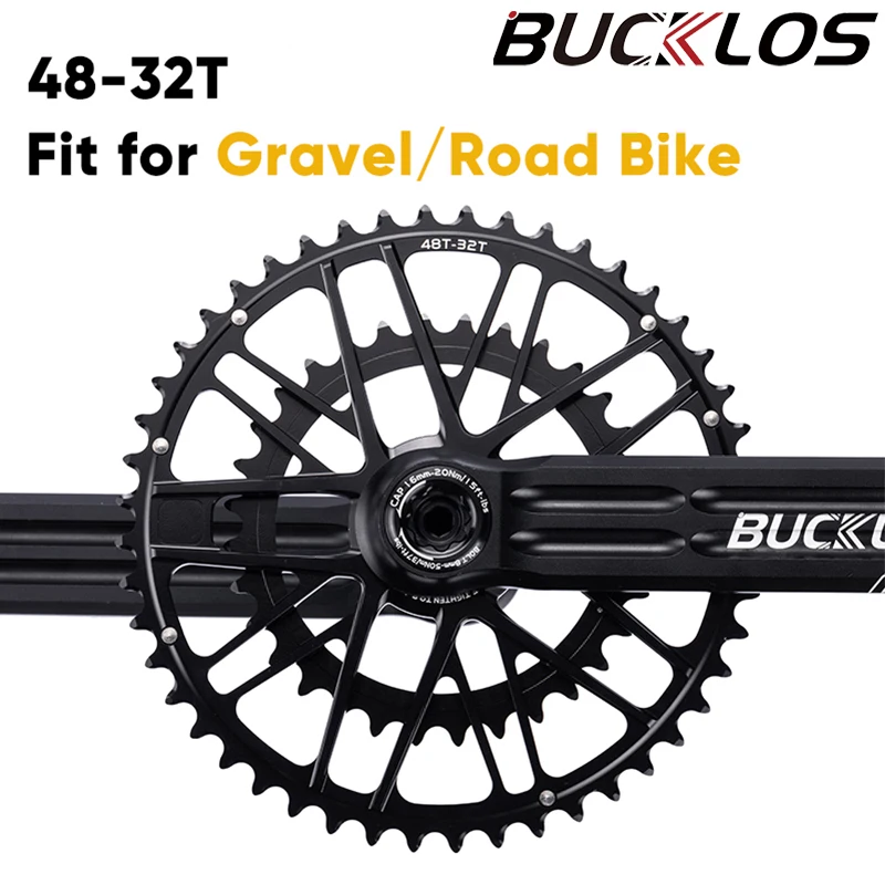 BUCKLOS Bike Chainring for GXP CNC Ultralight Durable Aluminum Alloy Road Bicycle Chainring 8/9/10/11S 48-32T Chainwheel