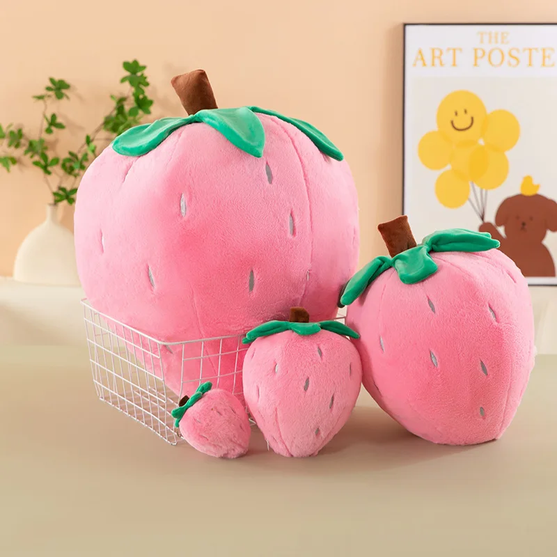 Lindo juguete de peluche Kawaii de fresa rosa, muñeco de peluche, almohada de fruta bonita para niños, regalo de cumpleaños y Navidad, decoración para habitación de niñas, cojín para sofá