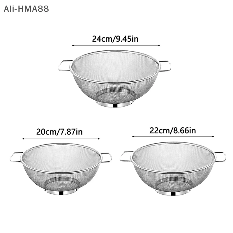 

1Pc/3Pcs Kitchen Stainless Steel Drain Basket Colander Fruit Rice Vegetable Washing Basket Strainer With Handle Kitchen Tool