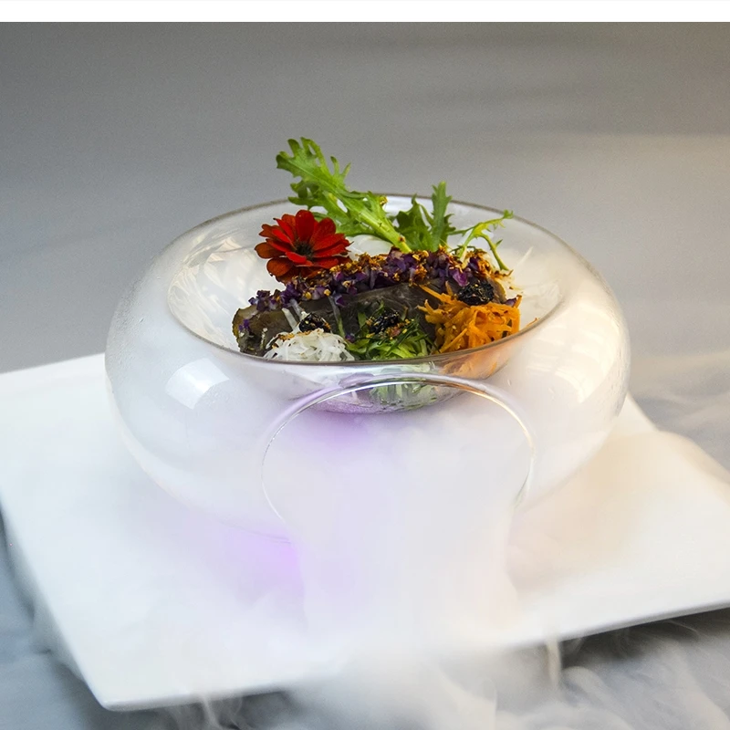 

устойчивая стеклянная двухслойная сухая посуда для молекулярной кухни, десерт