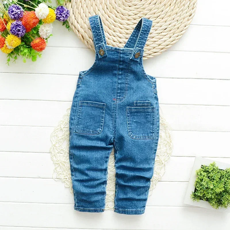 DIIMUU Kids Clothing Jumper Baby Toddler Boys Bib Pants Girls Denim Clothes Overalls Jeans Dungarees Children Rompers 1-4 Years